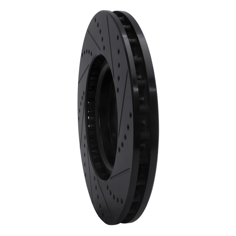 Mitsubishi Lancer Brake Rotor (1) - Front Left - R1 Concepts - Drilled & Slotted - Black - `03-`06